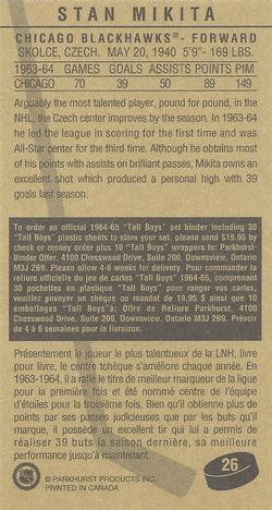 1994-95 Parkhurst Tall Boys 1964-65 #26 Stan Mikita Back