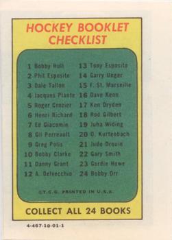 1971-72 Topps - Booklets #4 Jacques Plante  Back
