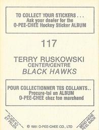1981-82 O-Pee-Chee Stickers #117 Terry Ruskowski  Back