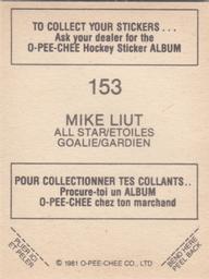 1981-82 O-Pee-Chee Stickers #153 Mike Liut Back