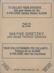 1981-82 O-Pee-Chee Stickers #252 Wayne Gretzky  Back