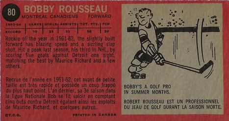 1964-65 Topps #80 Bobby Rousseau Back