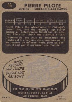 1965-66 Topps #56 Pierre Pilote Back