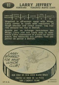 1965-66 Topps #83 Larry Jeffrey Back