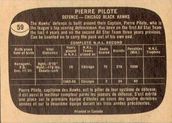 1966-67 Topps #59 Pierre Pilote Back