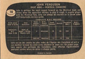 1966-67 Topps #70 John Ferguson Back