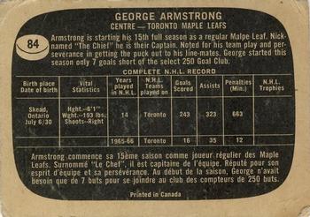 1966-67 Topps #84 George Armstrong Back