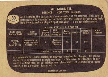 1966-67 Topps #89 Al MacNeil Back