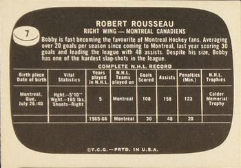 1966-67 Topps USA Test #7 Robert Rousseau Back