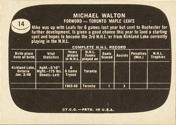 1966-67 Topps USA Test #14 Michael Walton Back