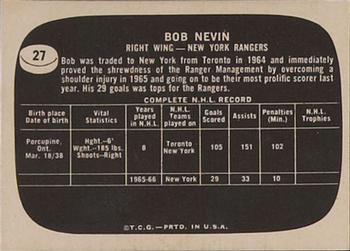 1966-67 Topps USA Test #27 Bob Nevin Back