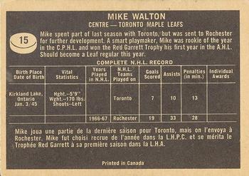 1967-68 Topps #15 Mike Walton Back