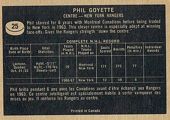 1967-68 Topps #25 Phil Goyette Back