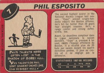 1968-69 O-Pee-Chee #7 Phil Esposito Back