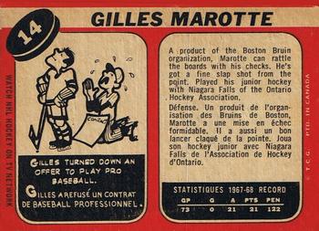1968-69 O-Pee-Chee #14 Gilles Marotte Back