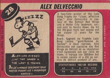1968-69 O-Pee-Chee #28 Alex Delvecchio Back