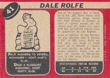 1968-69 O-Pee-Chee #41 Dale Rolfe Back