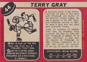 1968-69 O-Pee-Chee #44 Terry Gray Back