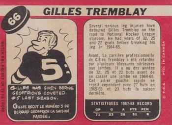 1968-69 O-Pee-Chee #66 Gilles Tremblay Back