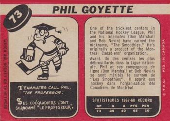 1968-69 O-Pee-Chee #73 Phil Goyette Back