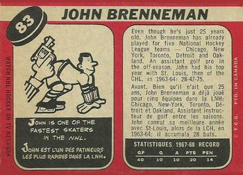 1968-69 O-Pee-Chee #83 John Brenneman Back