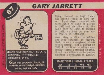 1968-69 O-Pee-Chee #87 Gary Jarrett Back