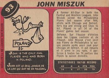 1968-69 O-Pee-Chee #93 John Miszuk Back