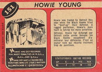 1968-69 O-Pee-Chee #151 Howie Young Back