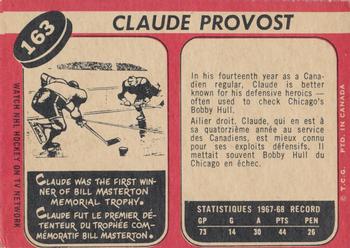 1968-69 O-Pee-Chee #163 Claude Provost Back