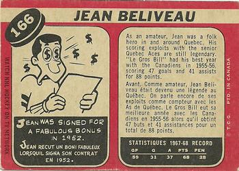 1968-69 O-Pee-Chee #166 Jean Beliveau Back