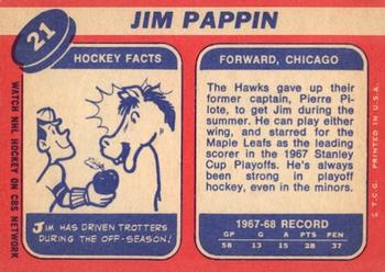 1968-69 Topps #21 Jim Pappin Back