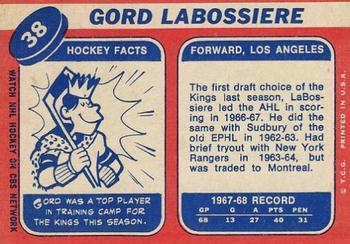 1968-69 Topps #38 Gordon Labossiere Back