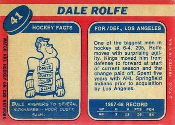 1968-69 Topps #41 Dale Rolfe Back