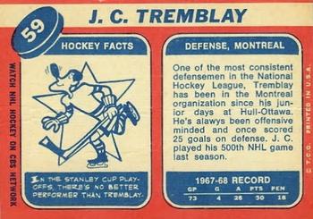1968-69 Topps #59 J.C. Tremblay Back