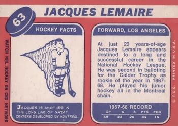 1968-69 Topps #63 Jacques Lemaire Back
