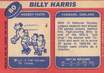1968-69 Topps #80 Billy Harris Back