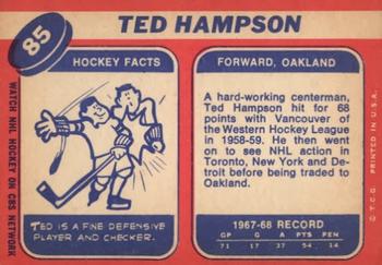 1968-69 Topps #85 Ted Hampson Back