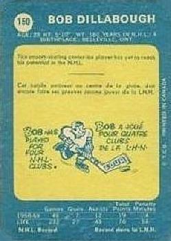 1969-70 O-Pee-Chee #150 Bob Dillabough Back