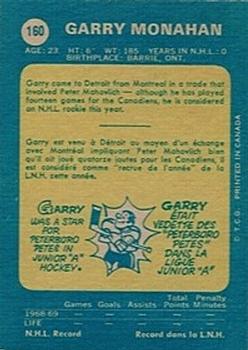1969-70 O-Pee-Chee #160 Garry Monahan Back