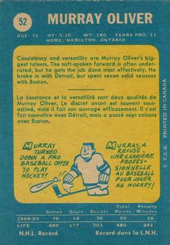 1969-70 O-Pee-Chee #52 Murray Oliver Back