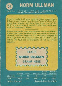 1969-70 O-Pee-Chee #54 Norm Ullman Back