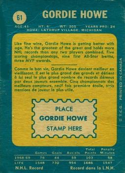 1969-70 O-Pee-Chee #61 Gordie Howe Back