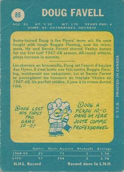 1969-70 O-Pee-Chee #88 Doug Favell Back