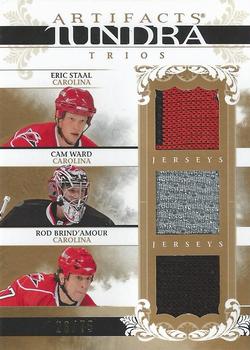 2009-10 Upper Deck Artifacts - Tundra Trios #TRI-BSW Eric Staal / Rod Brind'Amour / Cam Ward  Front