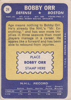 1969-70 Topps #24 Bobby Orr Back