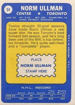 1969-70 Topps #54 Norm Ullman Back