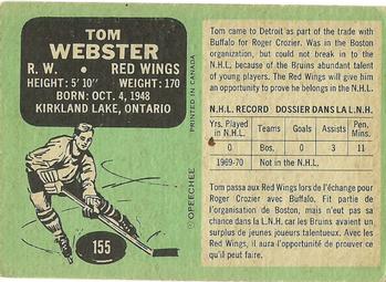 1970-71 O-Pee-Chee #155 Tom Webster Back
