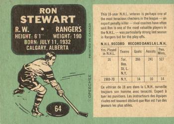 1970-71 O-Pee-Chee #64 Ron Stewart Back