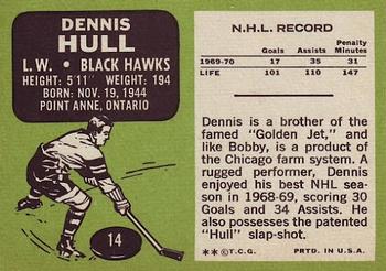 1970-71 Topps #14 Dennis Hull Back