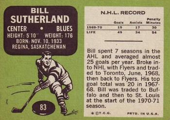 1970-71 Topps #83 Bill Sutherland Back